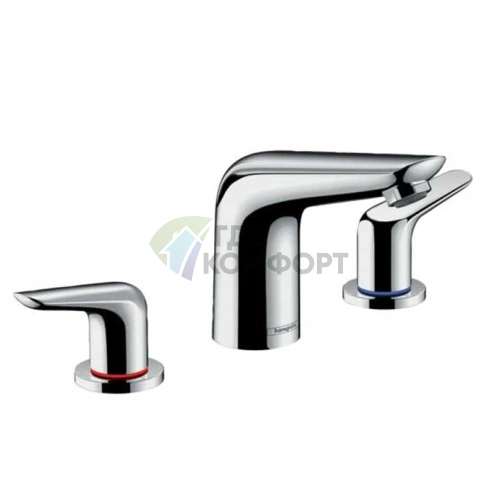 Смеситель для раковины Hansgrohe Novus на 3 отверстия с донным клапаном, хром (71140000) - фото 1