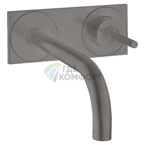 Встраиваемый смеситель для раковины AX Uno шлифованный черный с донным клапаном (38112340) - фото 1