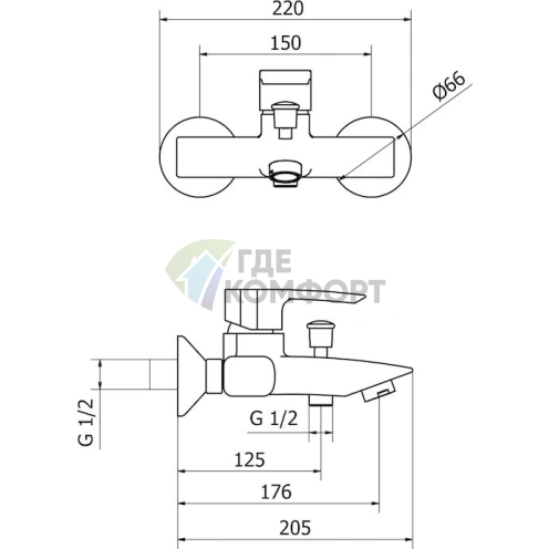 Смеситель для ванны с душем Cezares Lillia LILLIA-VM-01-Cr (хром) - фото 2
