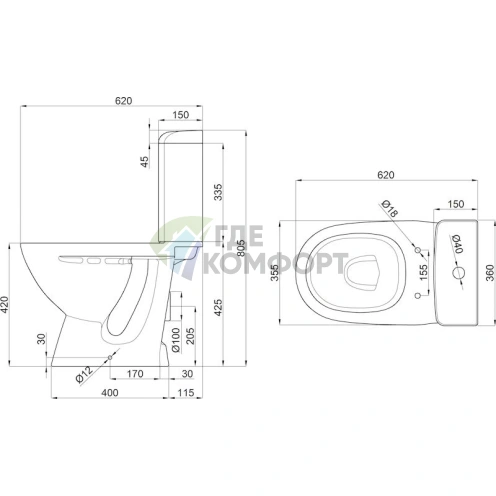 Унитаз-компакт Della Ancora Forza 035: Элегантность и Комфорт в Вашей Ванной - фото 2