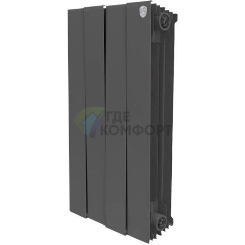 Радиатор биметаллический Royal Thermo Piano Forte 500 noir sable 4 секции-черный - фото 1