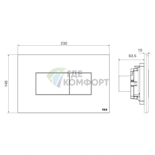 Кнопка смыва OLI Karisma 641019: хромированная основа с черной кнопкой - фото 2