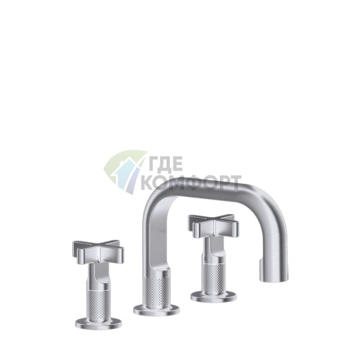 Смеситель для мойки GESSI INCISO на 3 отверстия с донным клапаном в отделке Finox Brushed Nickel (58111#149) - фото 1