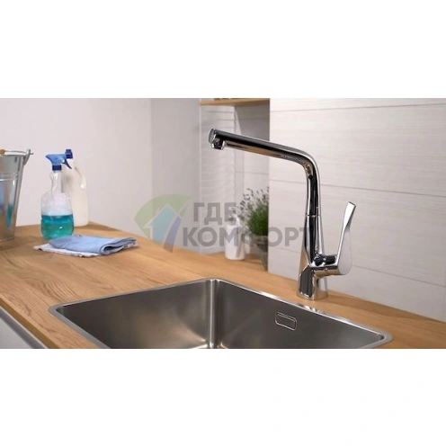 Смеситель Hansgrohe Metris для кухни с выдвижной лейкой - фото 2