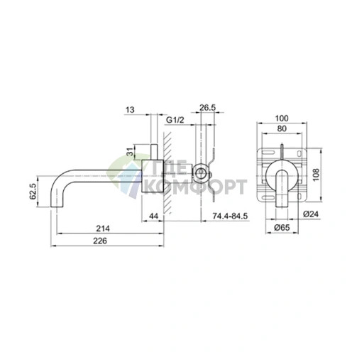Смеситель для раковины Fantini AF/21 встраиваемый, цвет Matt Copper PVD (27 P9 A513B) - фото 2