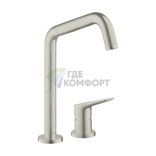 Смеситель AX Citteria M для кухни однорычажный, на 2 отверстия, цвет сталь (34820800) - фото 1