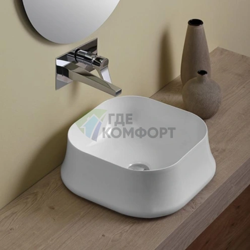 Накладная раковина SIMAS Sharp 42x42 см без отверстия для смесителя - фото 1