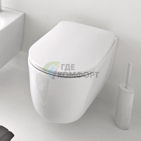 Сиденье для унитаза Kerasan Nolita SLIM быстросъемное белое глянцевое с микролифтом (539101) - фото 1