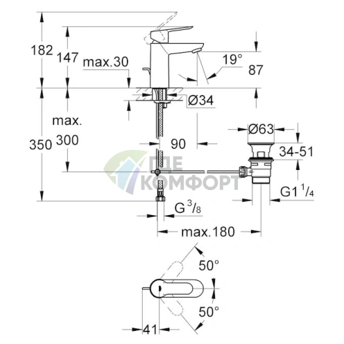 Смеситель Grohe BauEdge с термостатом для раковины 23328000 - фото 4