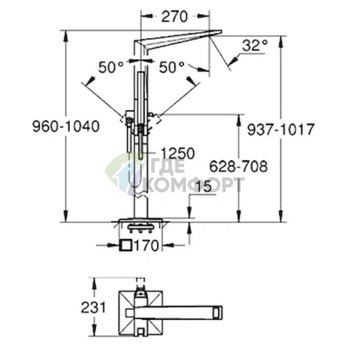 Напольный смеситель Grohe Allure Brilliant для ванной - фото 8