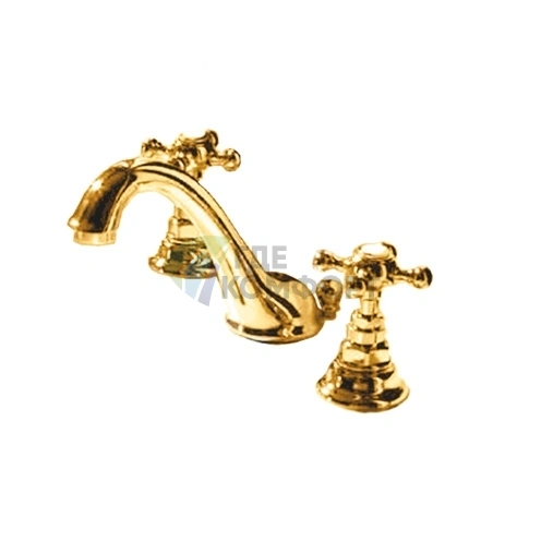 Золотой ретро-смеситель Kerasan для раковины на 3 отверстия (739191 oro) - фото 1