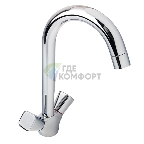 Смеситель для кухни Hansgrohe Logis с поворотным изливом и двумя ручками, хром (71280000) - фото 1