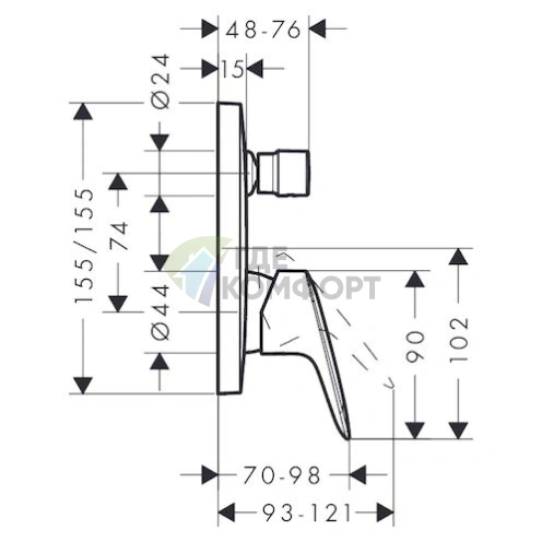 Смеситель для ванны с душем Hansgrohe Logis 71405000 - фото 2