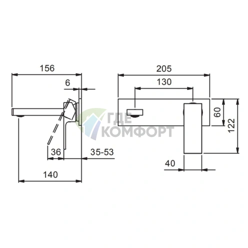 Смеситель для раковины Fantini Mint на 2 отверстия, без донного клапана, нержавеющая сталь (34 93 F810B) - фото 2