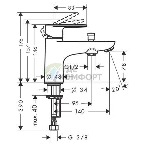 Смеситель Hansgrohe Vernis Blend для установки на борт ванны (71444000) - фото 2