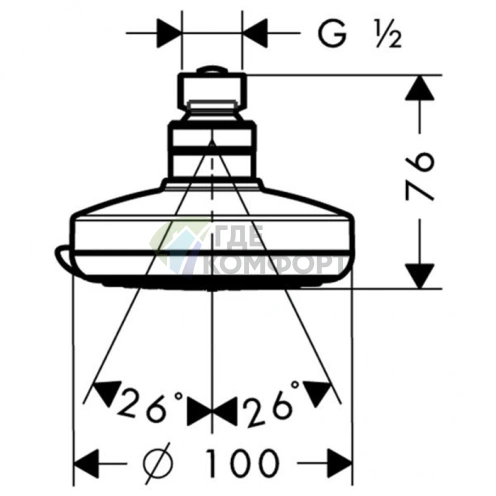 Верхний душ HG Croma 100 Vario: 4 режима (Дождь, Шампунь, Обычная, Массажная), шарнирное соединение, хром (27441000) - фото 2