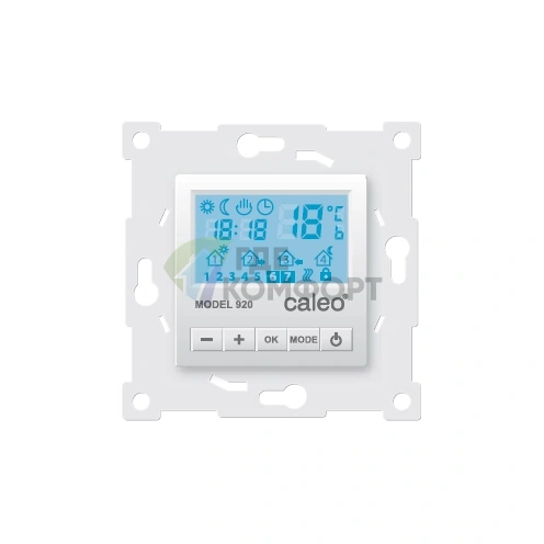 Терморегулятор Caleo 920 белый с адаптерами встраиваемый цифровой с программированием 3-5 кВт - фото 1