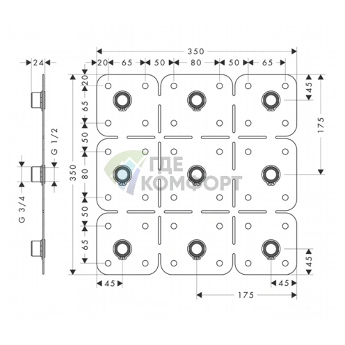 Универсальный монтажный комплект для душевых модулей 120х120 мм (28470180) - фото 2