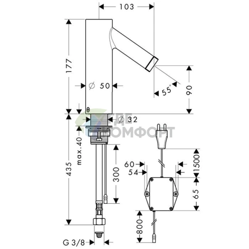Смеситель для раковины AX Starck в полированном золоте (10145990) - фото 2