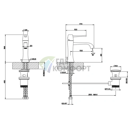Gessi Mimi — однорычажный смеситель для раковины с донным клапаном в хроме (31101#031) - фото 2