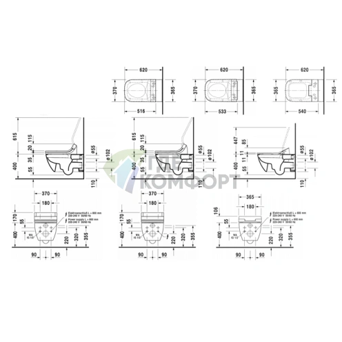Стильный подвесной унитаз Duravit Happy D.2 SensoWash с функцией биде (2550590000) - фото 2