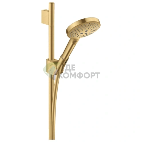 Душевой набор AXOR SHOWERS в шлифованном золоте: штанга 900 мм, ручной душ 3jet и шланг 1600 мм (27987250) - фото 1