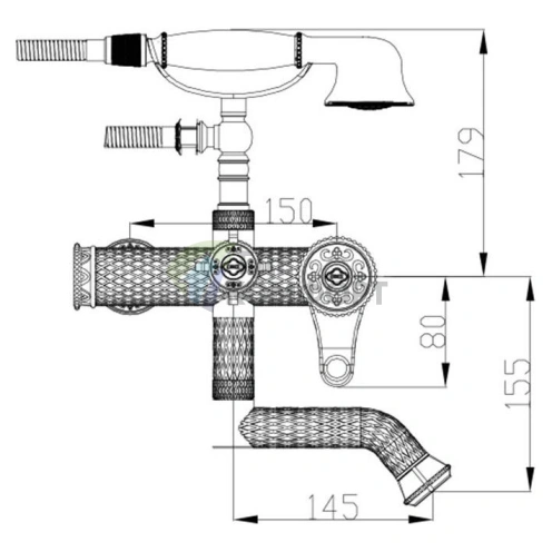 Смеситель Zorg Antic A 400W-SL для ванны с душем настенный - фото 2