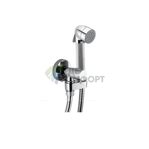 Комплект запорной арматуры 1/2 с латунным вентилем, шлангом 125 см и хромированной лейкой (E57004B.030) - фото 1