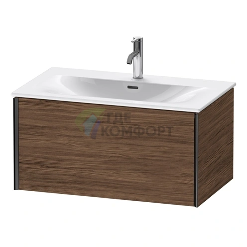 Тумба подвесная Duravit XViu 610x800x480 мм для раковины 234483, цвет walnut dark/черный матовый (XV40340B221) - фото 1