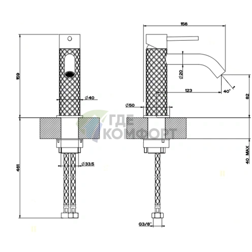 Смеситель GESSI для раковины стальной матовый (54102#239) - фото 2