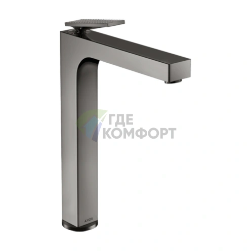 Смеситель для раковины AX Citterio 280 с незапираемым сливом и текстурой в полированном черном хроме (39151330) - фото 1