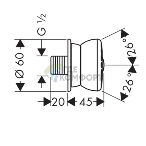 Боковая форсунка HG Bodyvette 1jet Stop G1/2, хром (28467000) - фото 2
