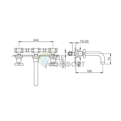 Смеситель для раковины Nicolazzi Mac Kinley 05 на 3 отверстия, хром (2207CR29) - фото 2