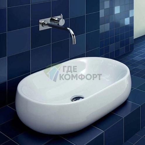 Накладная раковина AZZURRA NUVOLA 60x40 см без отверстия, белая - фото 1