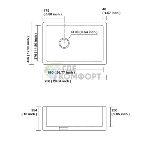 Кухонная раковина Kerasan Hannah Essex 758x456x254 мм белая без отверстия под смеситель (541101) - фото 3