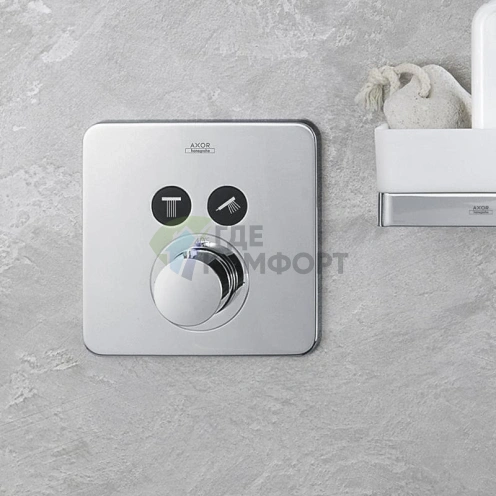 Термостатический смеситель для душа AX ShowerSelect встраиваемый, хром, 2 выхода (36707000) - фото 1