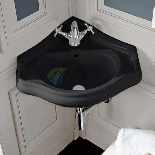 Угловая раковина Kerasan Retro 40х40 см, черная (103204 Nero lucido *1) - фото 1