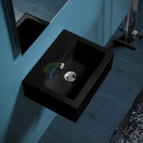 Раковина SIMAS Frozen 43x33,5 см черная с выбитым вручную отверстием - фото 1