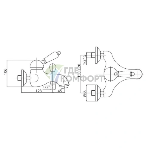 Смеситель Cezares Elite для ванны с душем ELITE-VM-03/24-Bi: стиль и комфорт в каждом элементе - фото 2