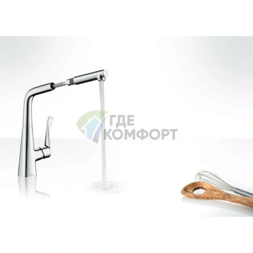 Смеситель Hansgrohe Metris для кухни с вращающимся изливом - фото 3
