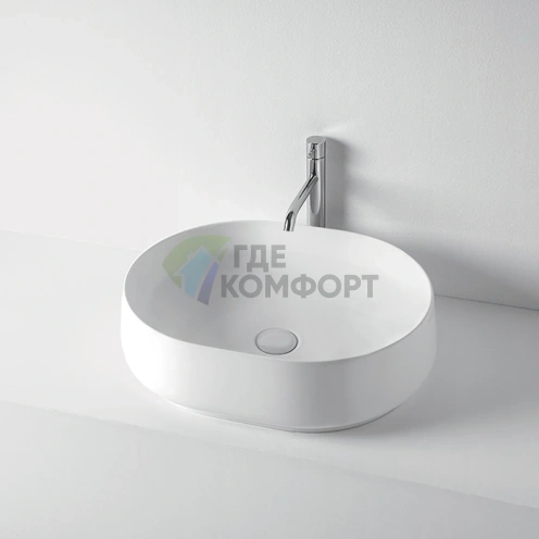 Раковина накладная KERASAN F10 56x44 см белая матовая (460530) - фото 1