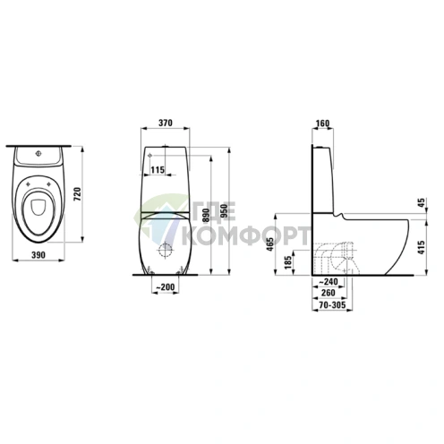Бачок для моноблока Laufen Alessi One с механизмом слива и покрытием LLC, белый (8.2697.1.400.880.1) - фото 2