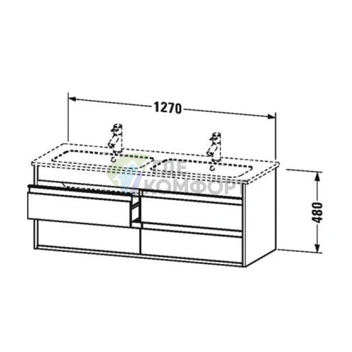 База под раковину Duravit Ketho с 4 выдвижными ящиками, 480x1270x475 мм, белый глянец (KT643302222) - фото 2