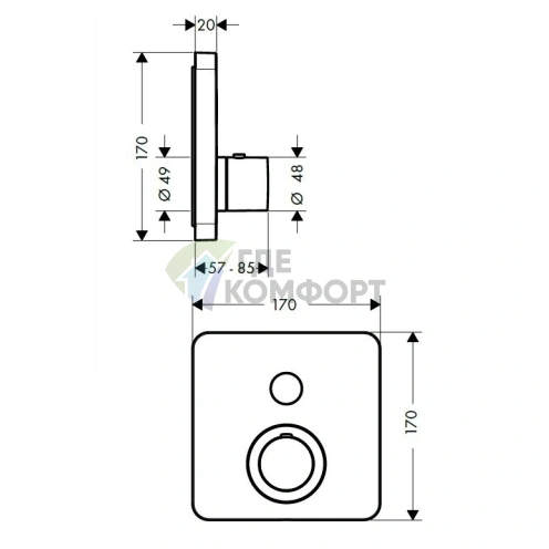 Термостатический смеситель для душа AX ShowerSelect скрытого монтажа в хроме (36705000) - фото 2