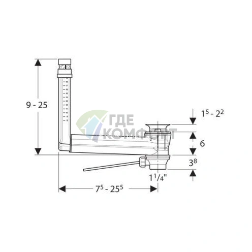 Сифон для раковины Kerasan Tribeca/Aquatech/Bentley с переливом CLOU, хром (753001 cr) - фото 3