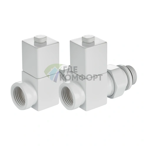 Набор дизайн-вентилей Royal Thermo CUBE 1/2 белый, RTE 56.0005, НС-1422574 - фото 2