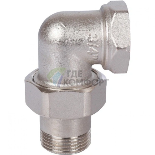 Разъемное угловое соединение американка ВН 3/4 уплотнение под гайкой o-ring кольцо, никелированное Stout - фото 1