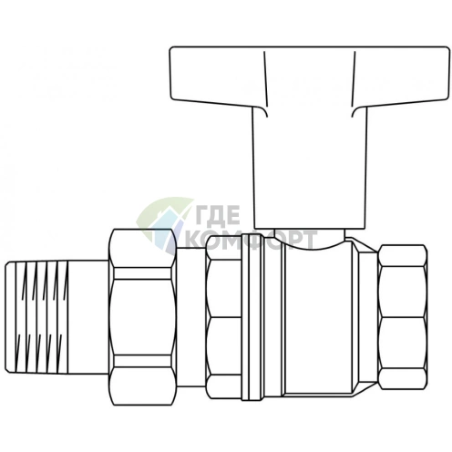 Кран шаровый Optibal 1 НГ с американкой маховик пластмассовый Oventrop - фото 2