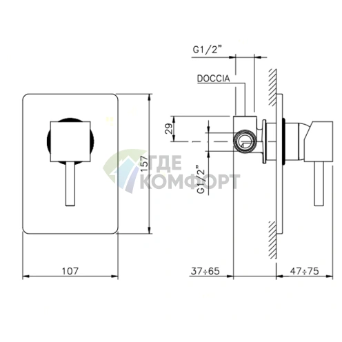 Смеситель для душа Nicolazzi Antelao встраиваемый хромированный для скрытого монтажа (3806CR) - фото 2