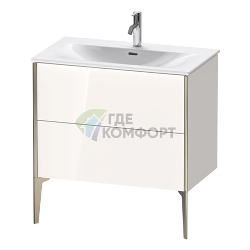 Подвесная тумба Duravit XViu с 2 ящиками, белый глянцевый/champagne matt, 591x810x480 мм (XV43020B122) - фото 1